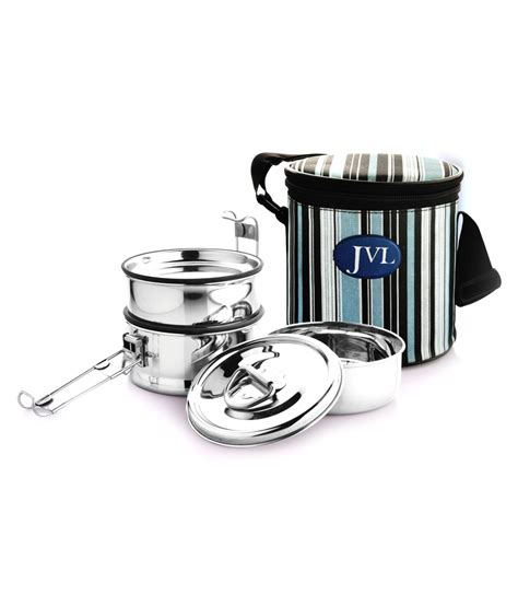 jvl leak proof stainless steel triple lunch box|Jvl Leak Proof Stainless Steel Triple Decker Lunch Box, 850 Ml, .